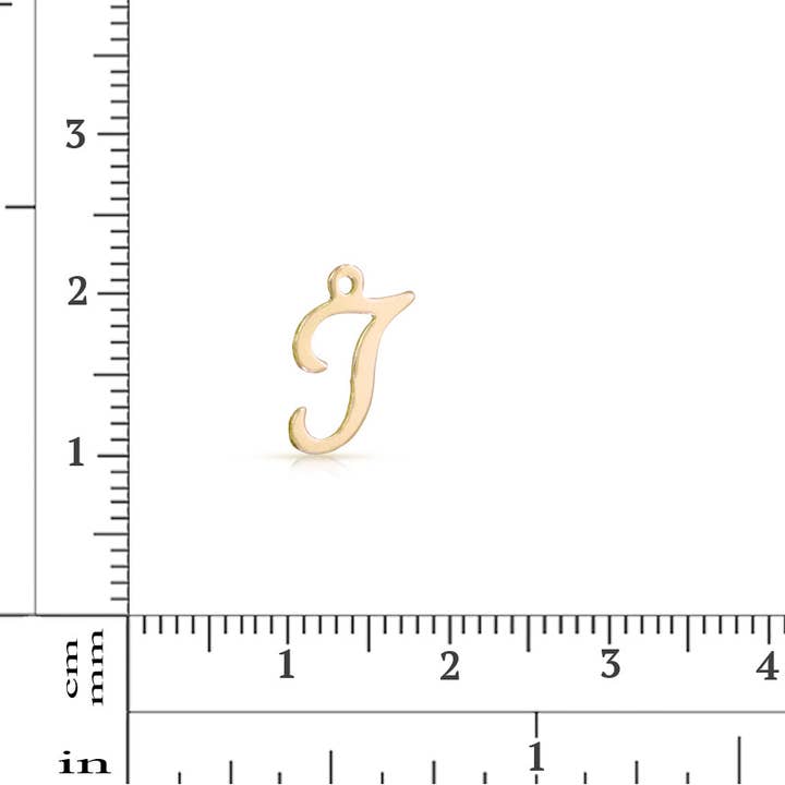 Plazko - Wholesale Individual Charm/Pendant - 14Kt Gold Filled Script Alphabet T Charm 12.2x8mm - 2pcs/pack1