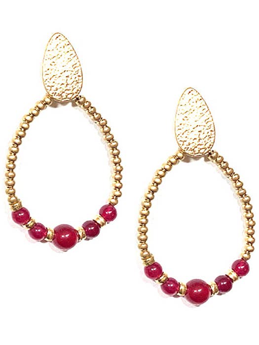 ( MX1172 ) SEMI PRECIOUS STONE SEEDBEAD EARRING for wholesale by Jewelry Max