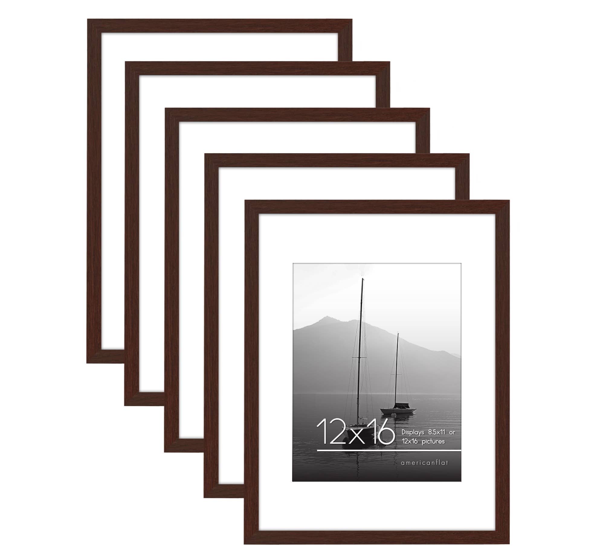 Americanflat - Wholesale Picture Frame - Americanflat Picture Frame with Mat Slim Molding (5 Pack)72