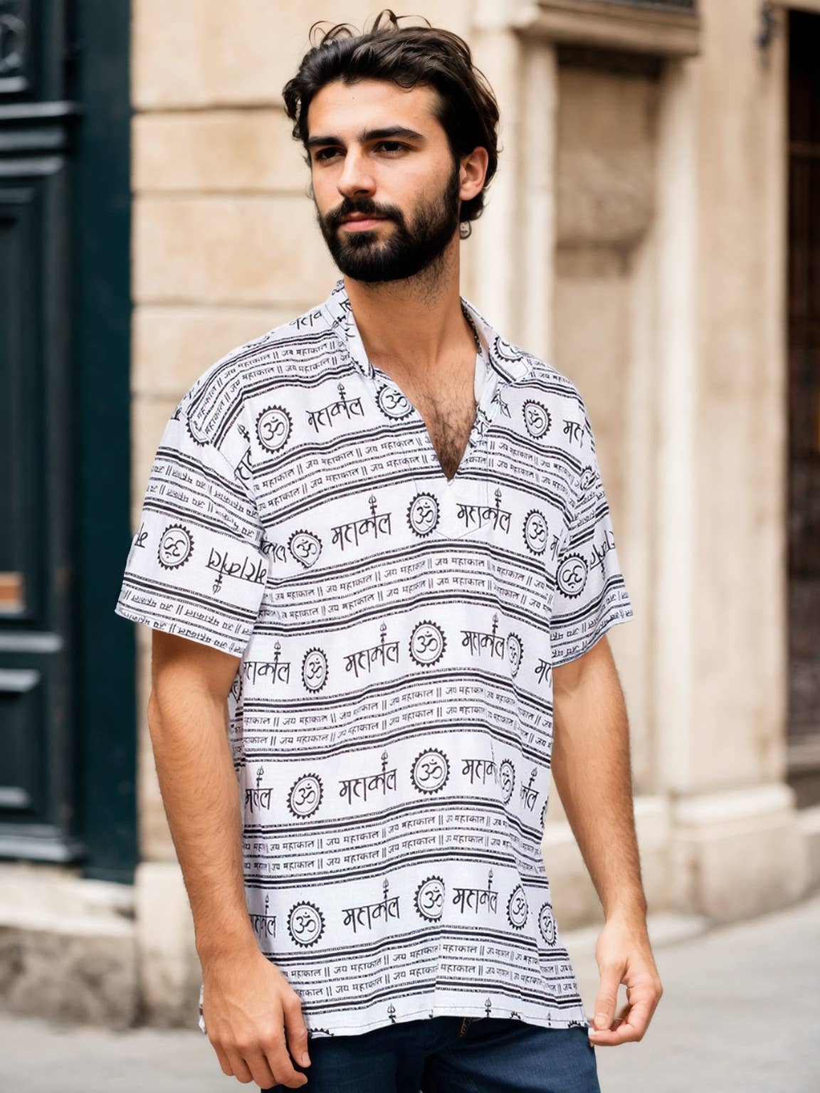 Blank Men's Short Sleeve Shirt color White for wholesale on Faire