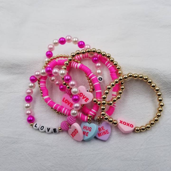 ENA Jewelry - Wholesale Jewelry Set - LOVE XOXO HUG ME BE MINE Heart Heishi Bracele2