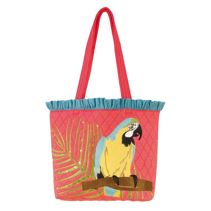 C&F Home - Wholesale Tote Bag - Women's - SALE Macaw Parrot Bird Ruffle Tote Bag 13" x 10"