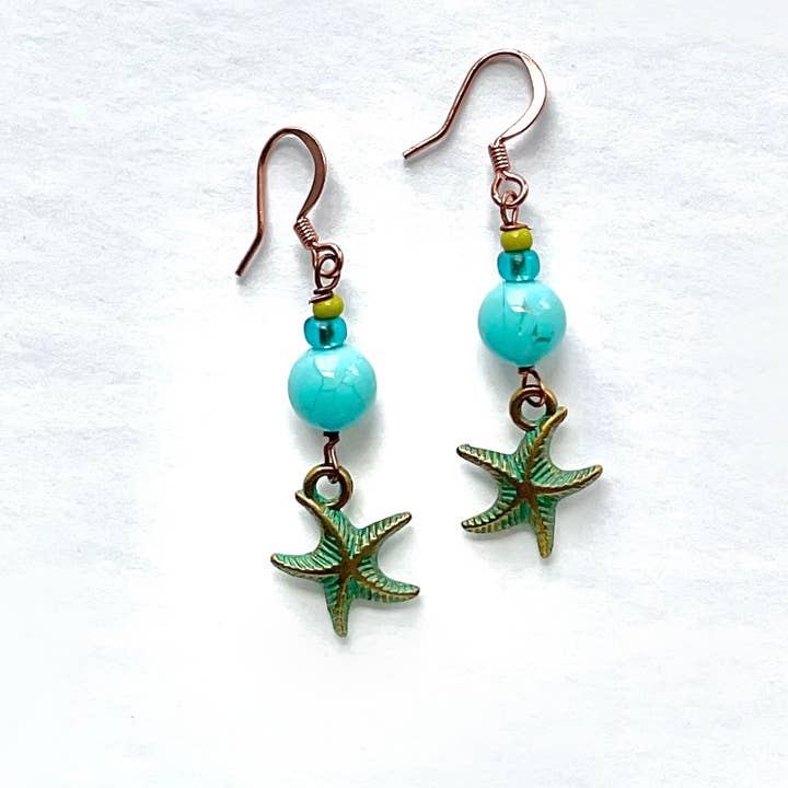 Starfish Earring: howlite & glass for wholesale by Spirit Shack