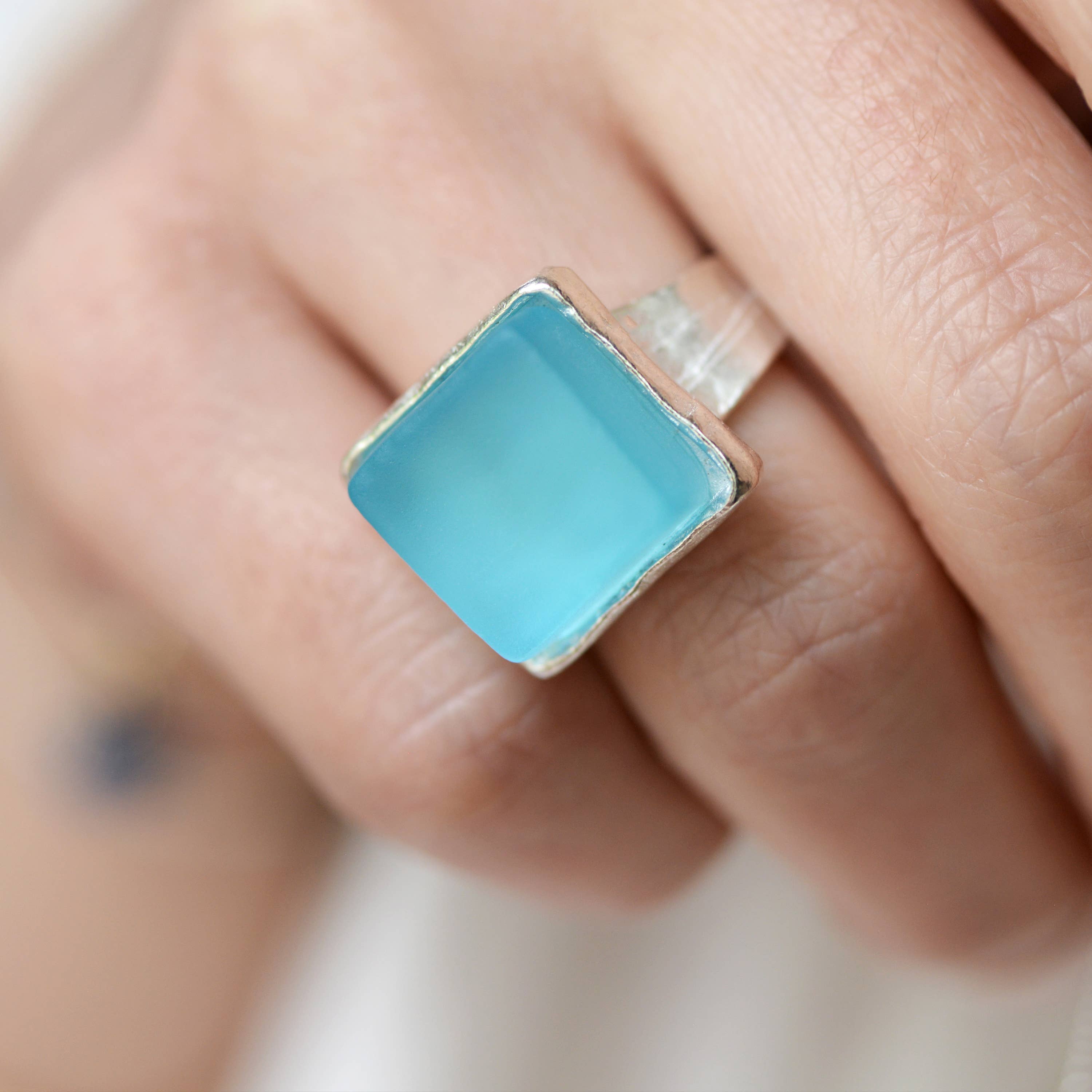 Smart Glass Recycled Jewelry - Wholesale Cocktail/Statement Ring - CUBE RING SILVER | Recycled | Museum Quality | Upcycled 8