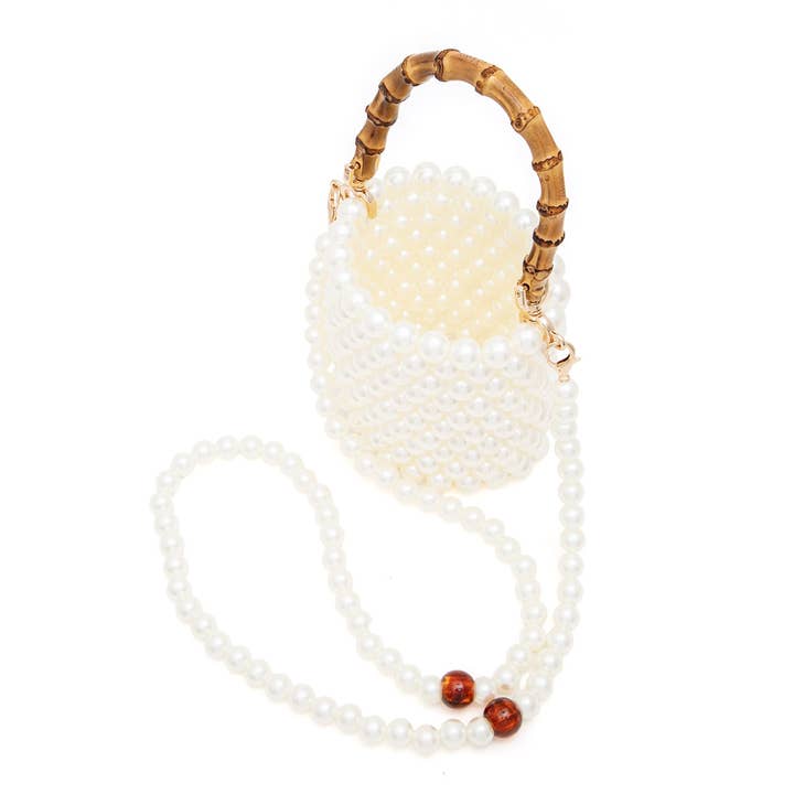 Artini Accessories - Wholesale Clutch Bag - Women's - Bamboo Top Handle Beaded Bucket Clutch Bag3