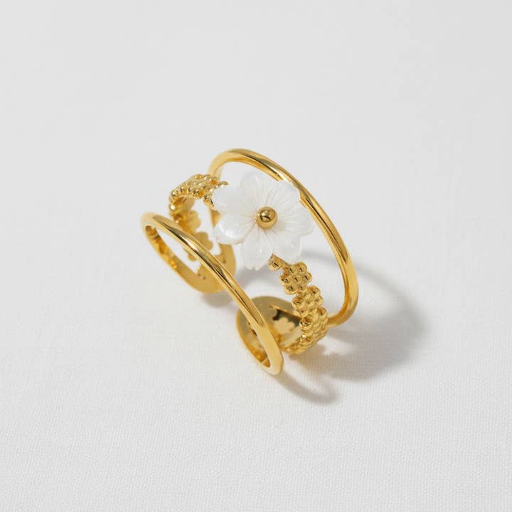 Gold Floral Open Ring for wholesale by paperln