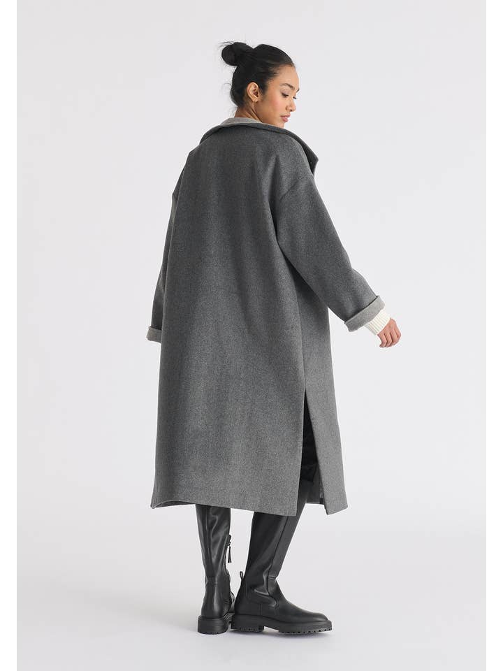 Paisie - Wholesale Coat - Women's - Two-Tone Double Breasted Wool Blend Coat16