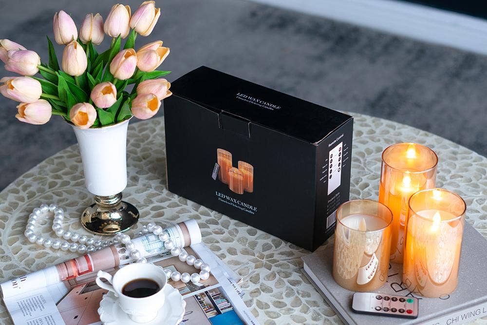 A&B Home Group Inc. - Wholesale Flameless Candle - S/3 Real Flame-Effect LED Wax Candles With Remote - Amber3