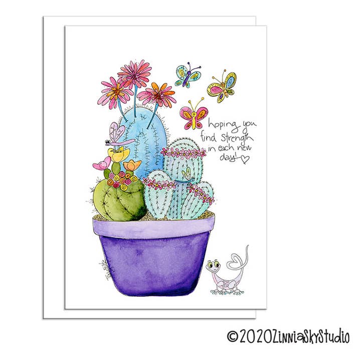 Zinnia Sky Studio LLC - Vente Carte de bon rétablissement - La force des plantes succulentes | Carte Get Well