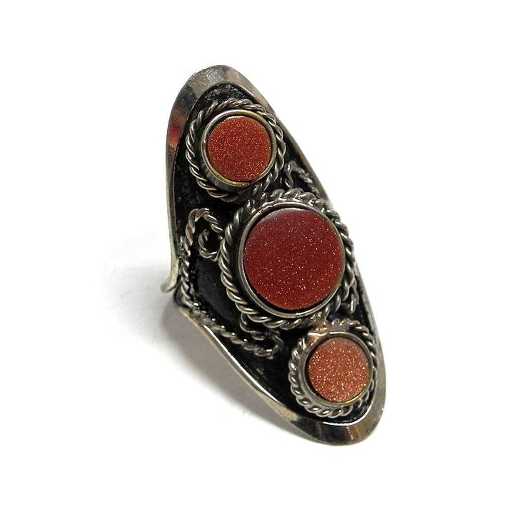 Pichincha - Wholesale Cocktail/Statement Ring - Triple Stone Adjustable Metal Ring8