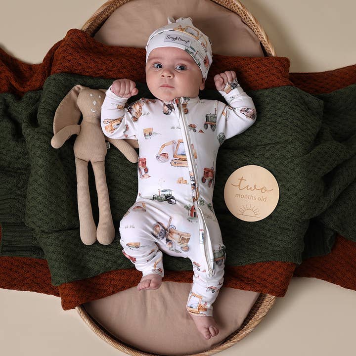 Snuggle Hunny - Wholesale Sleepsuit - Baby - Diggers & Tractors Organic Snugglesuit Convertible Romper5