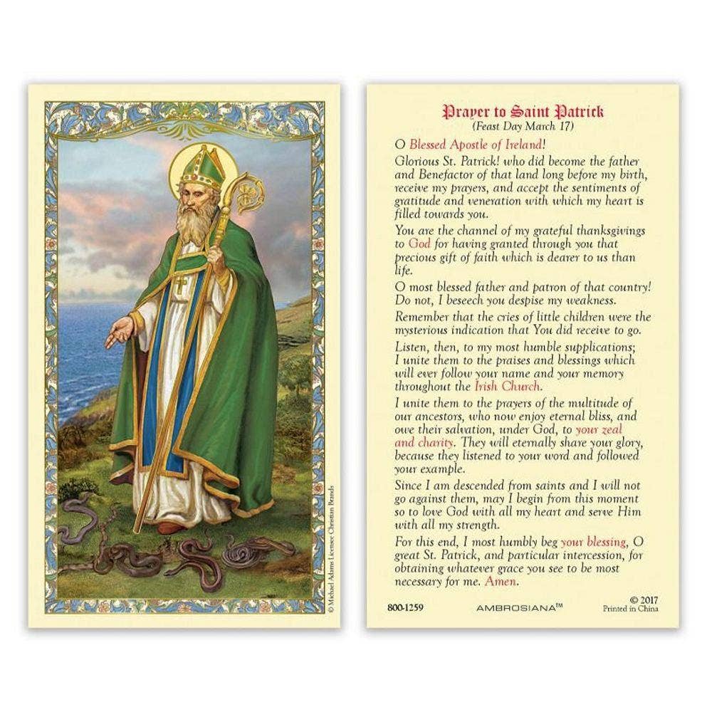 SAN JUDITAS RELIGIOUS ARTICLES - Wholesale Religious Card - PRAYER TO SAINT PATRICK0