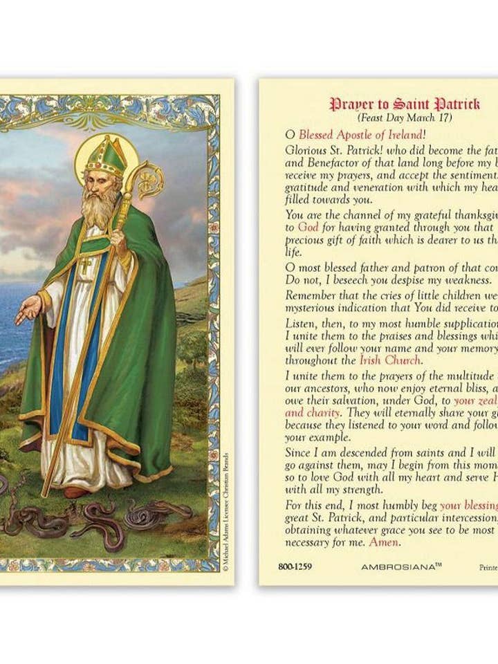 PREGHIERA A SAN PATRIZIO per la vendita all'ingrosso da parte di SAN JUDITAS RELIGIOUS ARTICLES