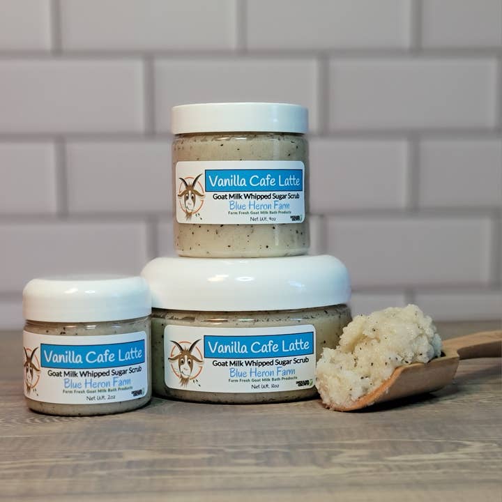 Vanilla Cafe Latte Goat Milk Whipped Sugar Scrub for wholesale by Blue Heron Farm
