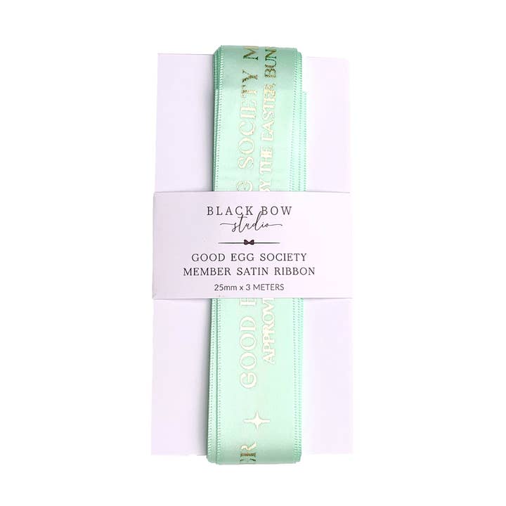 Ruban imprimé de Pâques vert membre de la Good Egg Society - 3m pour la vente par Black Bow Studio