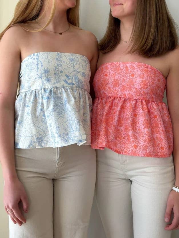 Floral print strapless peplum bubble Tube top for wholesale by Rosa Clothing