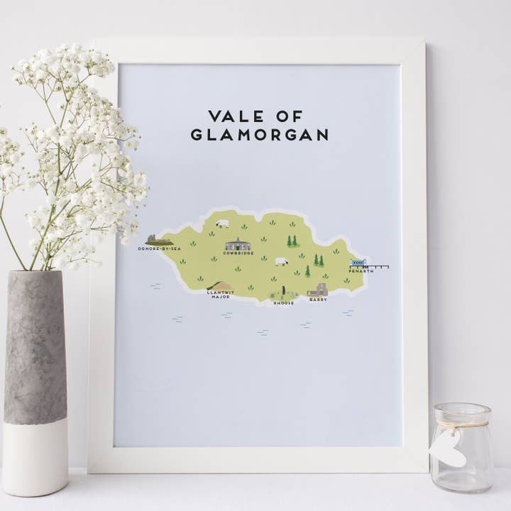 Vale of Glamorgan Map for wholesale by Pepper Pot Studios