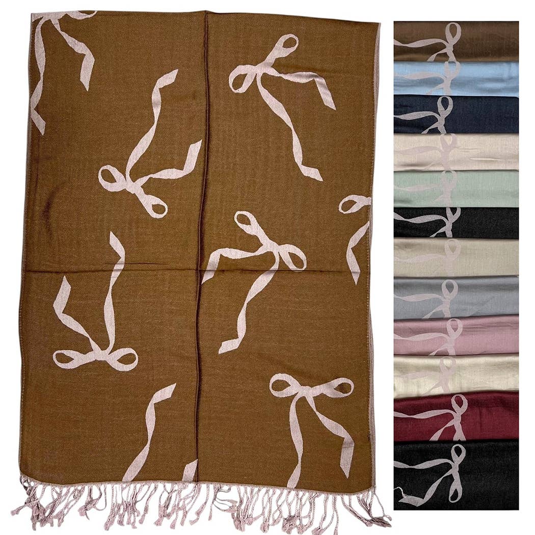 12 COLORES SURTIDOS Chal de Pashmina con Patrón de Lazo Chic de venta al por mayor en Faire5