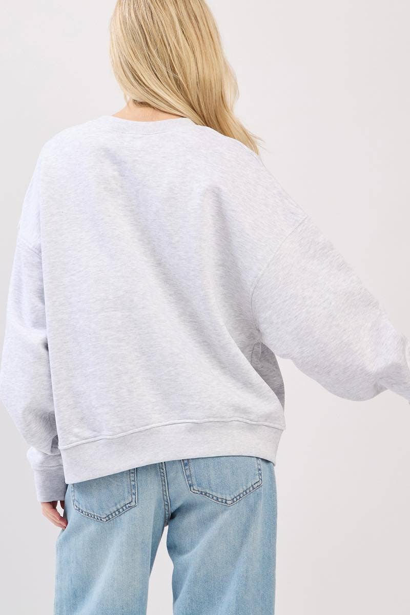 Zutter - Wholesale Graphic Sweatshirt - Women's - Leopard Star Graphic L/S Relaxed Fit Fleece Sweatshirts5