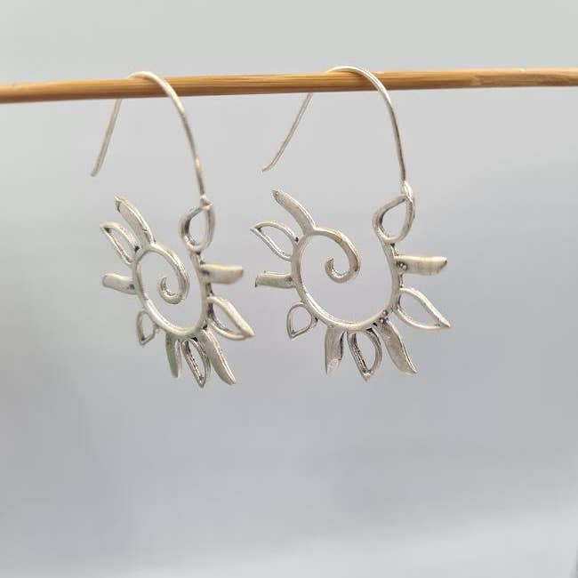 Solar Spiral Earrings silver plated for wholesale by Volare