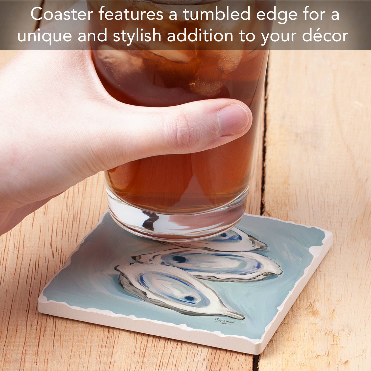 CounterArt/Highland Home/Thirstystone - Wholesale Coasters - "Oysters Galore" Single Absorbent Tumbled Tile Coaster  2