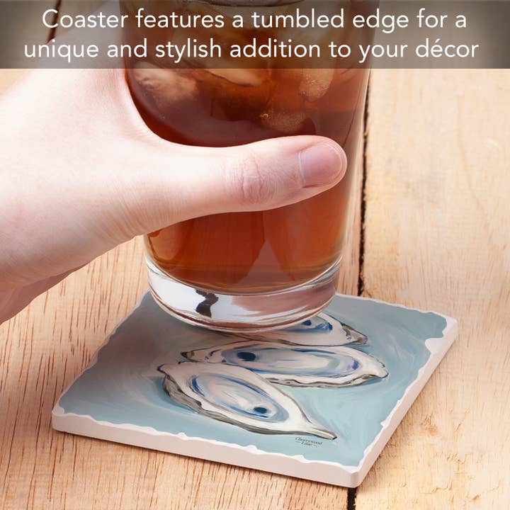 CounterArt/Highland Home/Thirstystone - Wholesale Coasters - "Oysters Galore" Single Absorbent Tumbled Tile Coaster 2