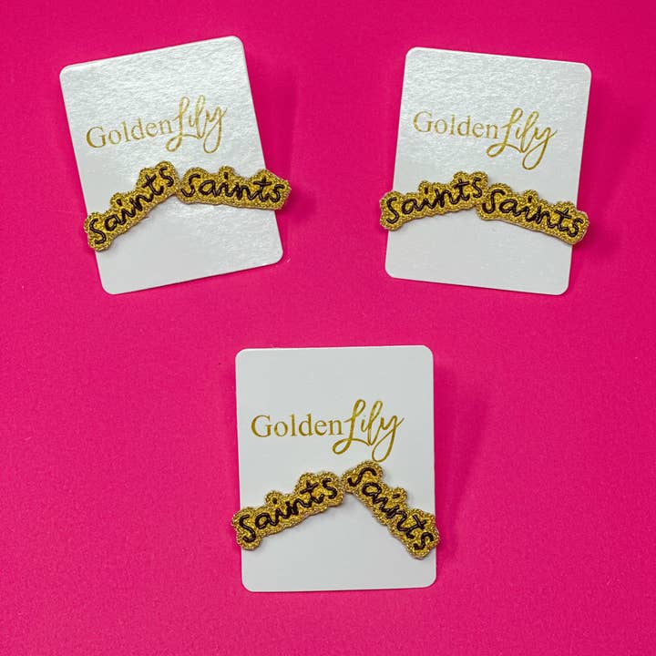 Golden Lily - Wholesale Stud/Post Earrings - Game Day Earrings - Saints Stud Earrings