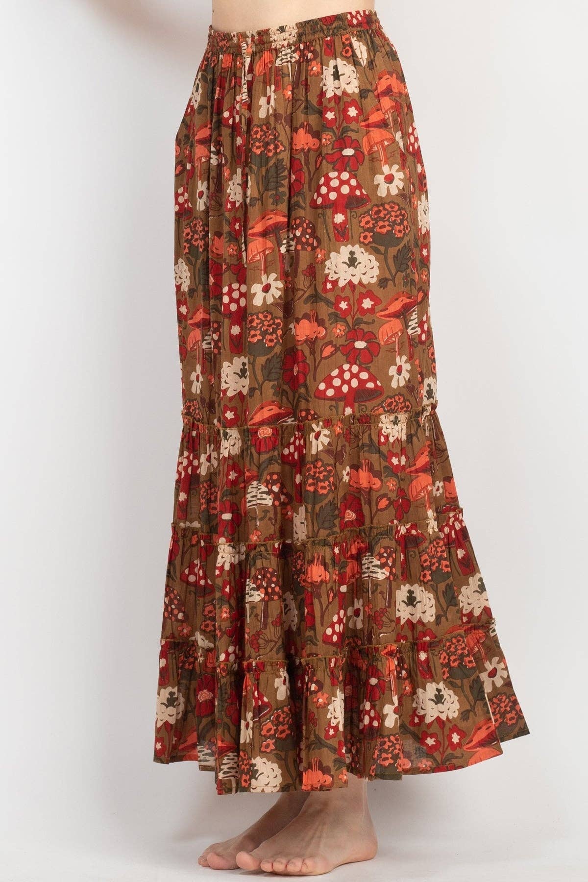 Lakhays Collection Inc. - Wholesale Skirt - Women's - Mushroom Print Maxi Skirt3