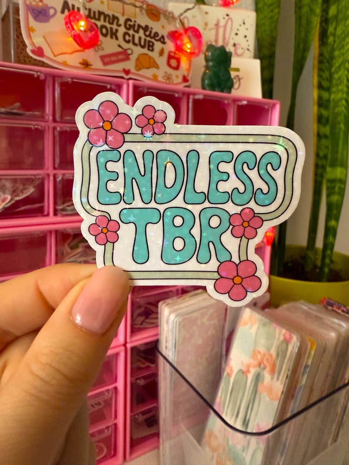 Bookish girlie sticker / Bookstore stickers (holographic) for wholesale by Party Like A King