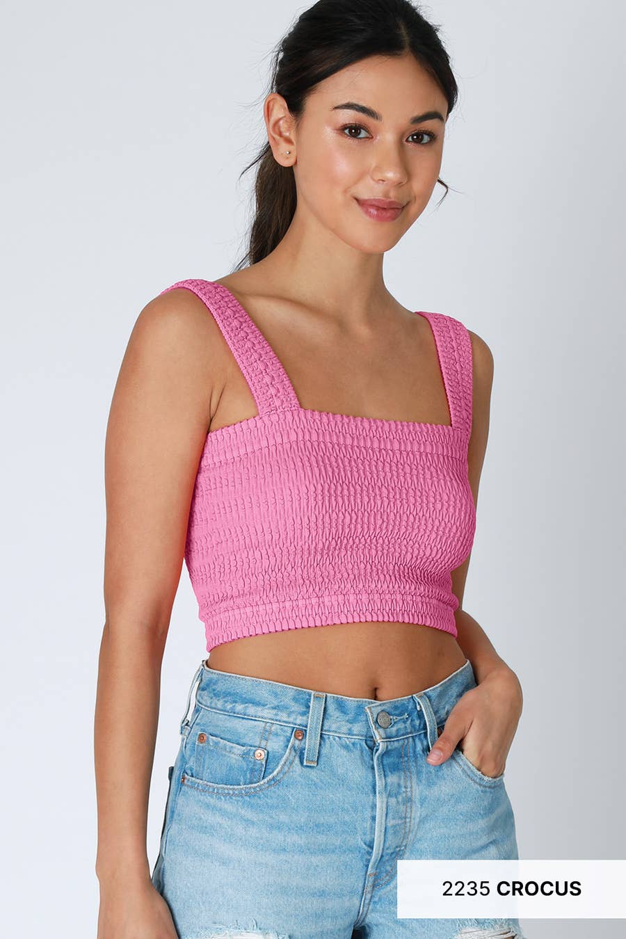 NIKIBIKI - Wholesale Knit Top - Women's - NS8255 - Shirred Square Neck Crop Top13