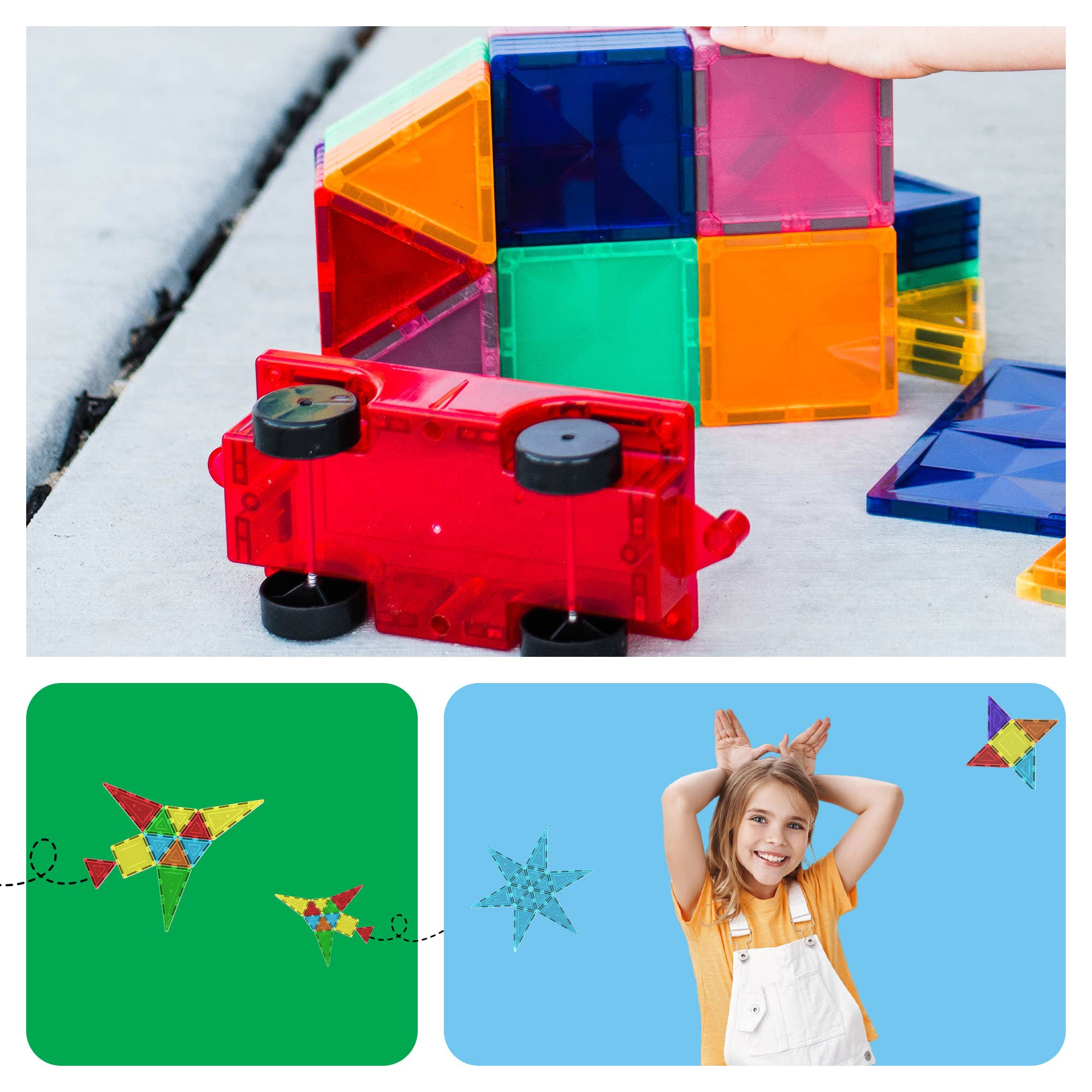 PicassoTiles - Wholesale Toy Car/Truck - Kids - PicassoTiles 2PK Magnetic Tile Building Set3