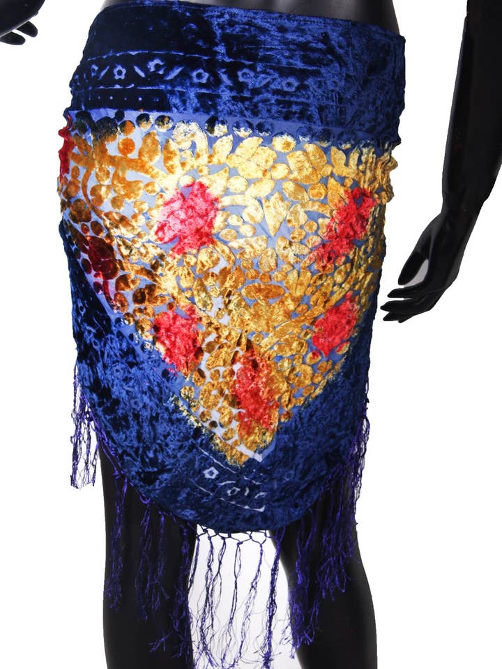 foulard en velours Tye Dye Blue pour la vente par Senoritas Tribal Designs