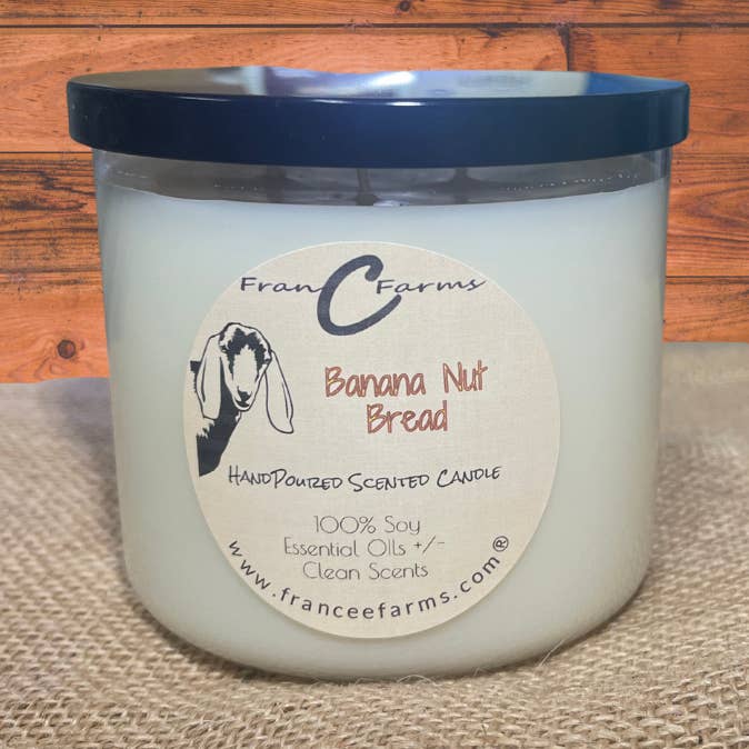 Vela de 3 mechas con pan de nueces y plátano para venta al por mayor de FranCee Farms