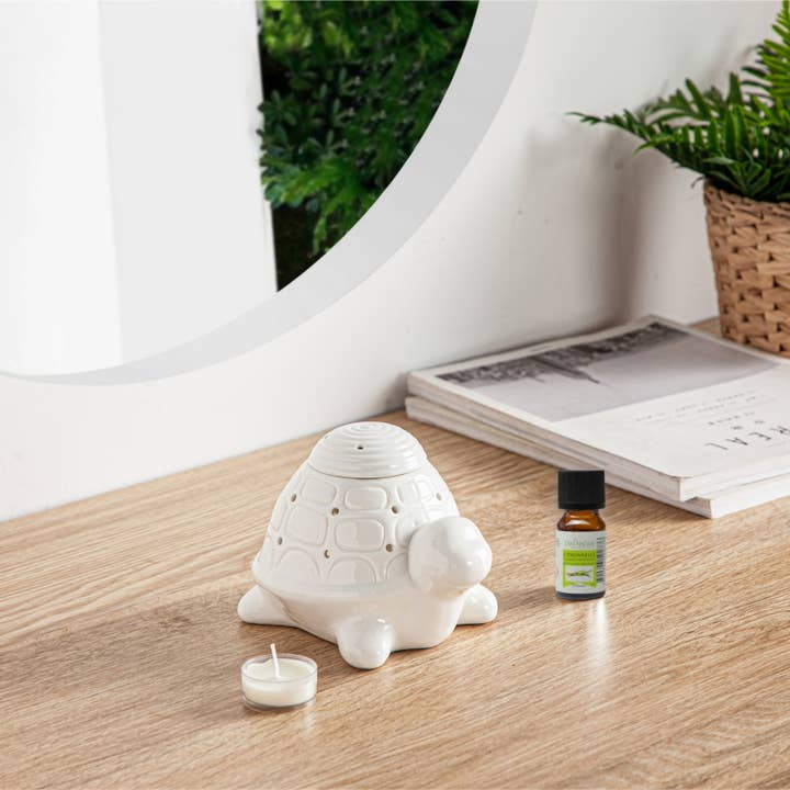 Zen'ArĂ´me - Wholesale Oil Warmer - Franklin the Turtle White Ceramic Incense Burner8