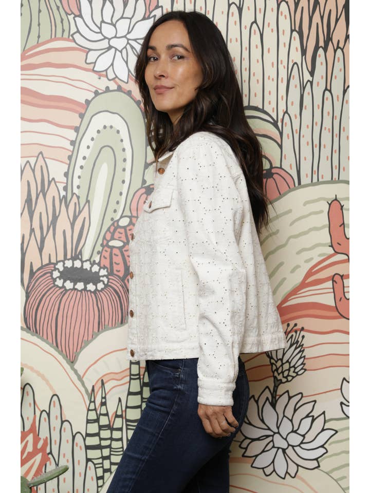 Nostalgia - Wholesale Jacket - Women's - NJC04-EMB EYELET EMBROIDERED BUTTON UP JACKET9