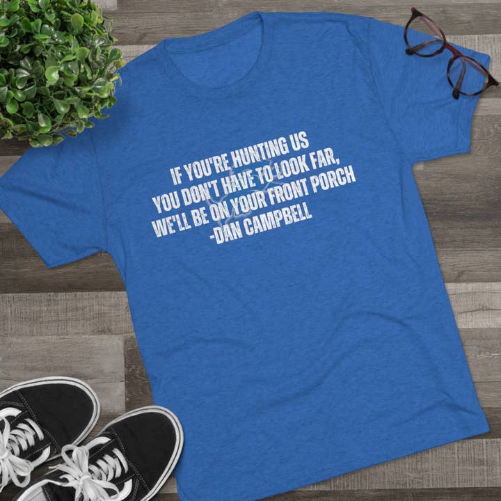 Detroit Lions Dan Campbell Hunting Graphic Tee For Fans for wholesale by TheKingShirt