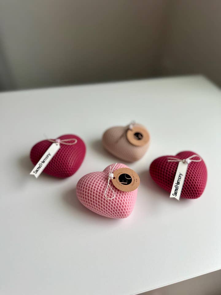 Romantic Heart Candles – Textured Handmade Elegance for wholesale by Elizabeth’s Candles