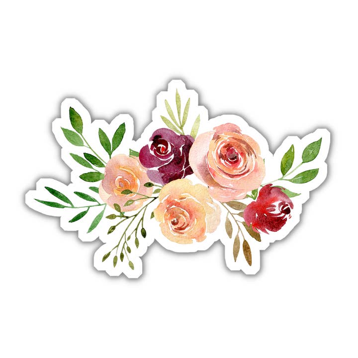 Autocollant imperméable en vinyle avec bouquet d'aquarelle d'automne de 3 po pour la vente par Sarah Curran Designs