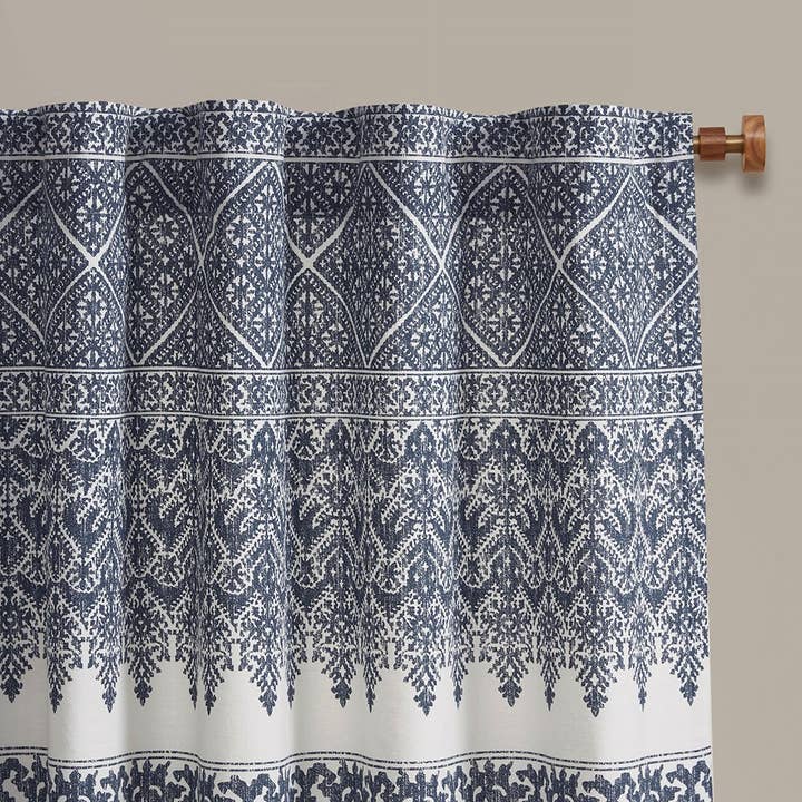 Olliix - Wholesale Curtain - Tufted Boho Window Curtain, Navy Blue