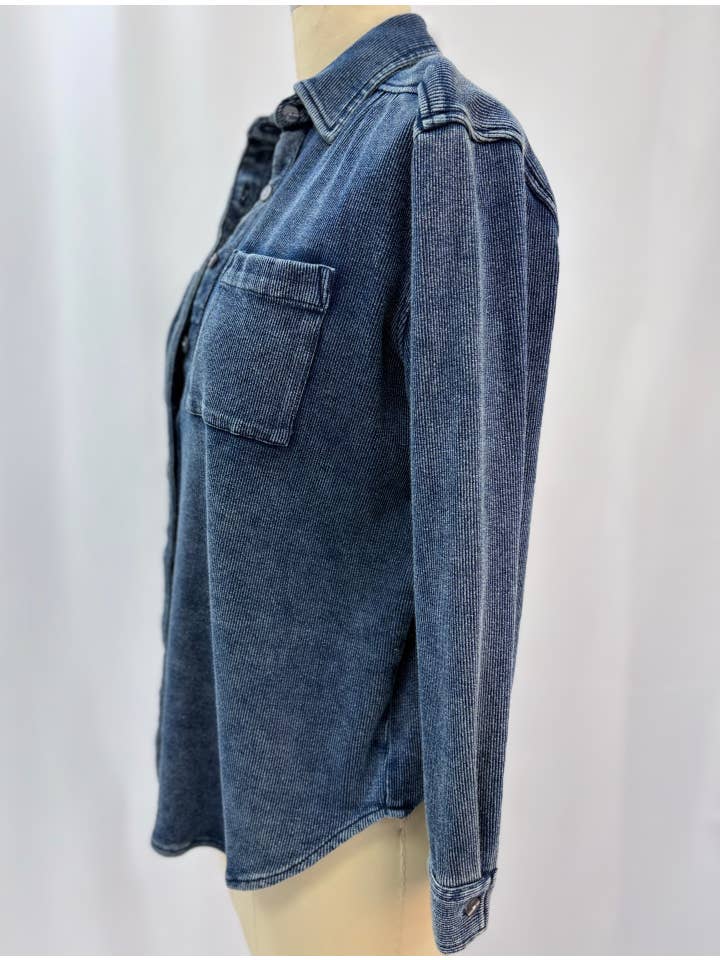 Given Kale - Wholesale Blouse - Women's - Indigo Luxe Knit Top1