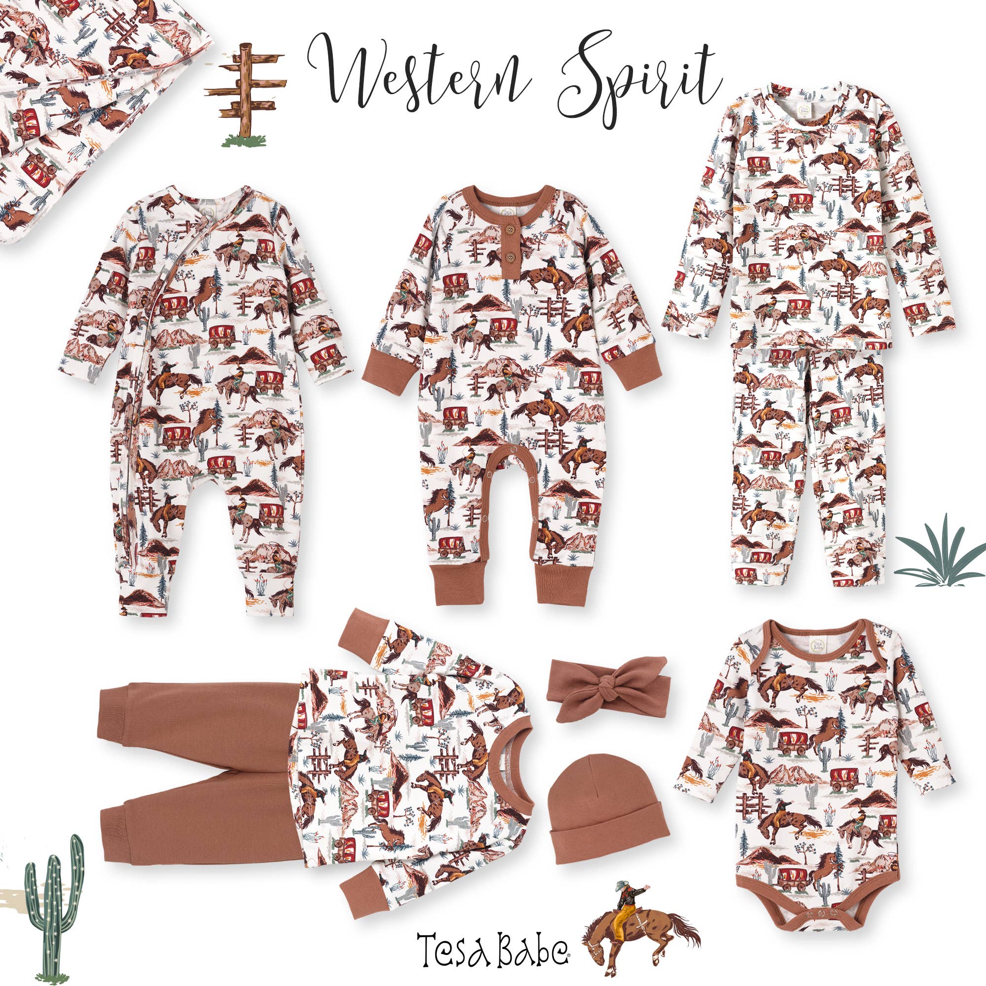 Tesa Babe - Wholesale Jumpsuit - Baby - Cowboy Henley Baby Romper – Bamboo Western Spirit1