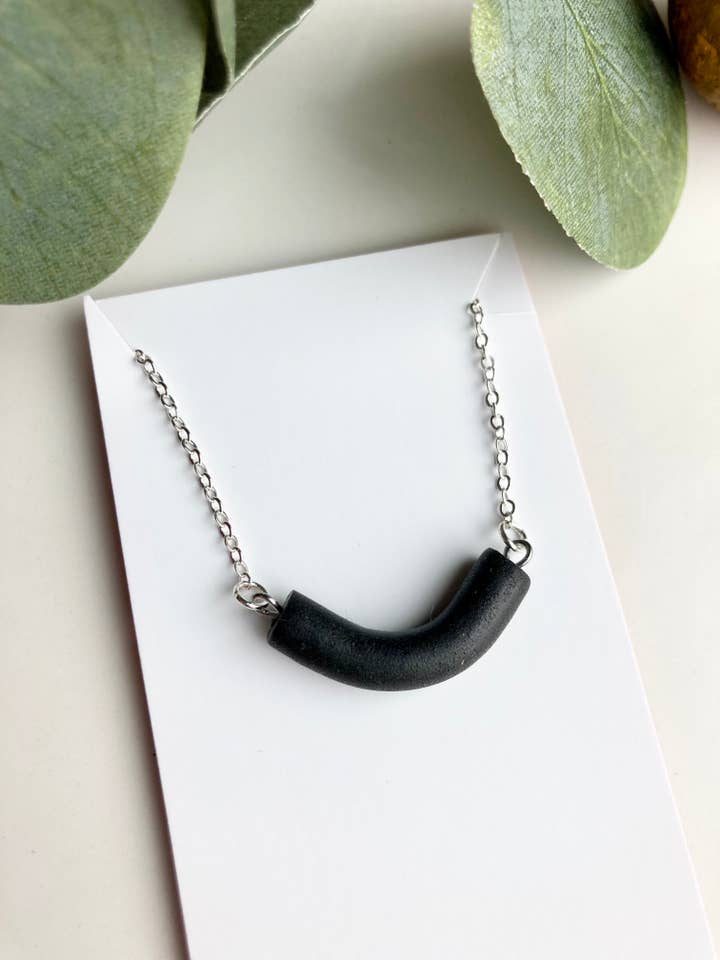 U Necklace - Black (Silver or Gold Chain Available) for wholesale by El & Gray Design