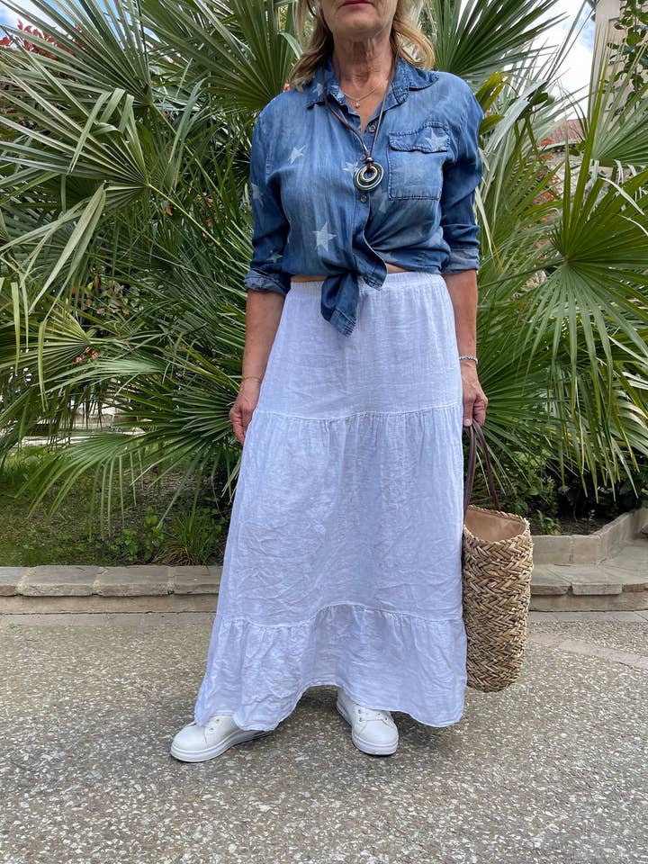 Falda larga lino REF: 006 para venta al por mayor de Brin d’été