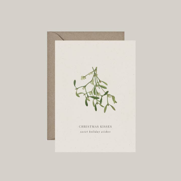 Gevouwen kaart met envelop | christmas kisses voor wholesale door De Papierboetiek