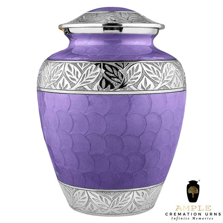 Urna Elegante de Cremación en Púrpura y Plata – Latón Hecho a Mano para venta al por mayor de Ample Cremation Urns