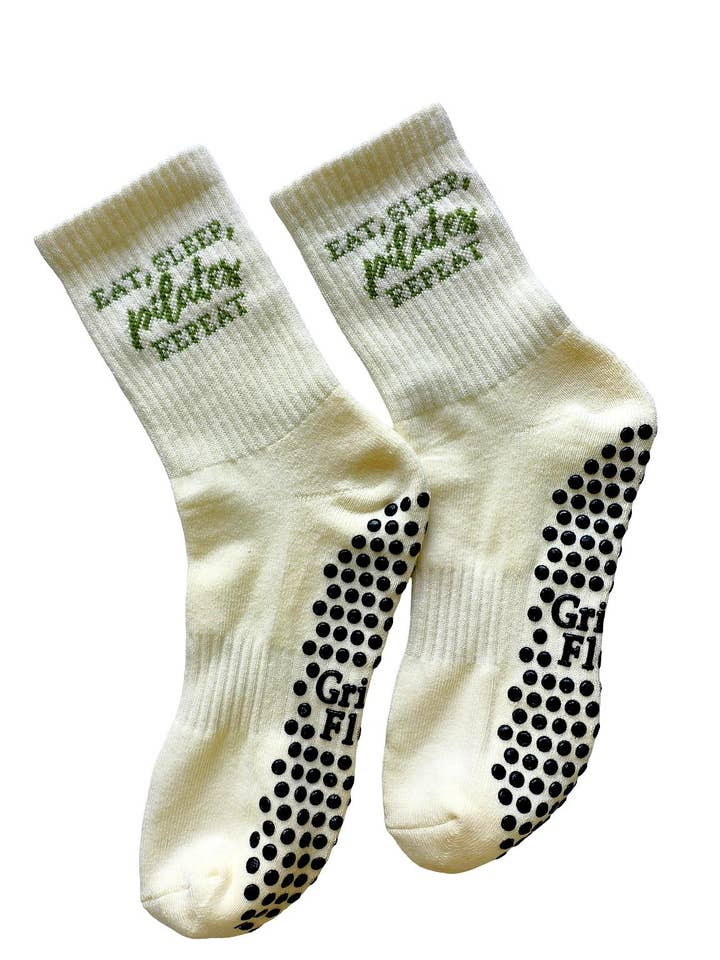 Grip & Flow - Wholesale Socks - Women's - Eat sleep Pilates repeat, Pilates grip sockÂ