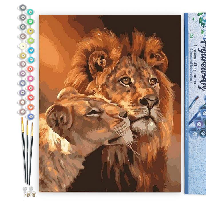 Dipingi con i numeri Coppia di Leone e Leonessa per la vendita all'ingrosso da parte di Figured'Art
