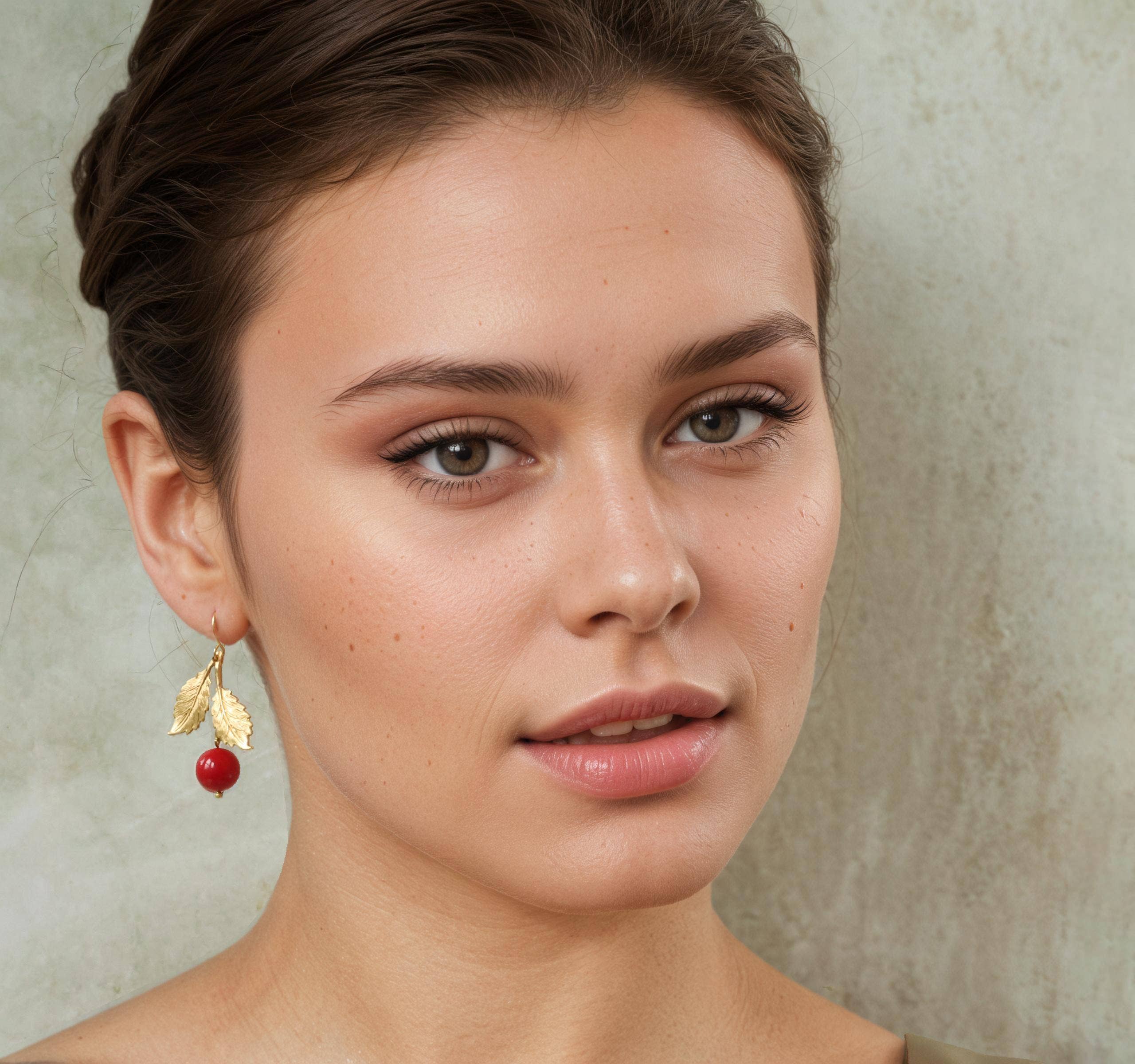 Silk Purse, Sow's Ear - Wholesale Dangle Earrings - Vintage Brass Red Cherry Earrings6