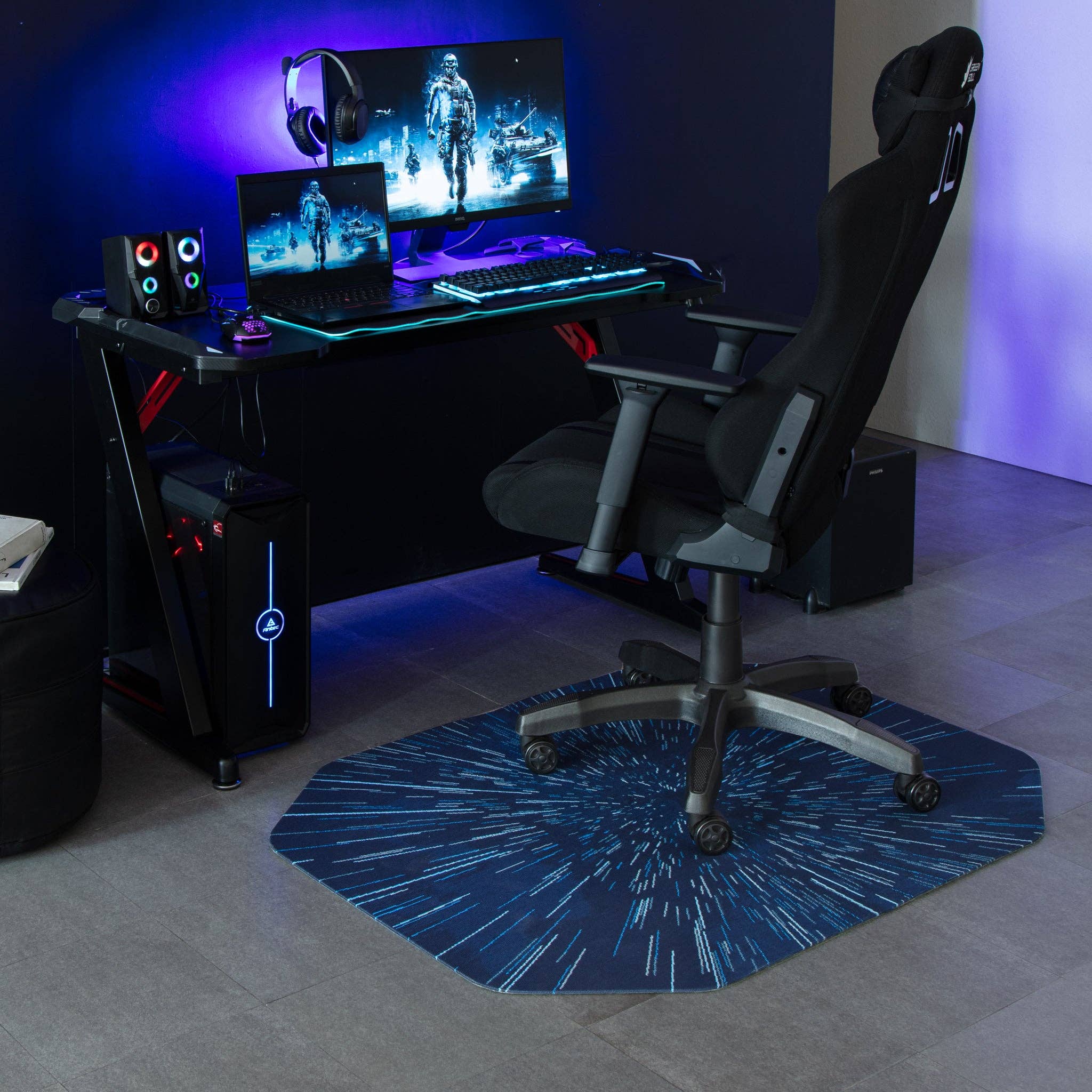 Anji Mountain - Wholesale Floor Mat - Galaxy Blue Gaming Rug'd Chair Mat™1