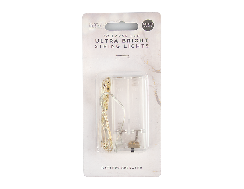 LMT-UK – wholesale String lights – 20 Large LED Ultra Bright Battery Operated Lights - Bright White0